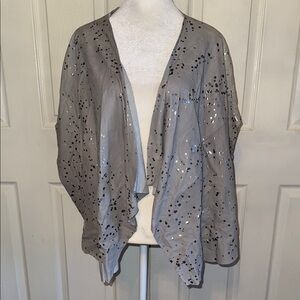 DROMe Gray Butter Leather Metallic Dotted Marble Jacket/Shrug/Cardigan